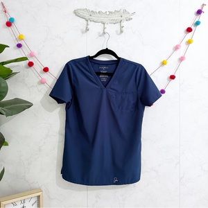 Jaanuu SMALL Navy Blue Short Sleeve Pocket Scrub Top
